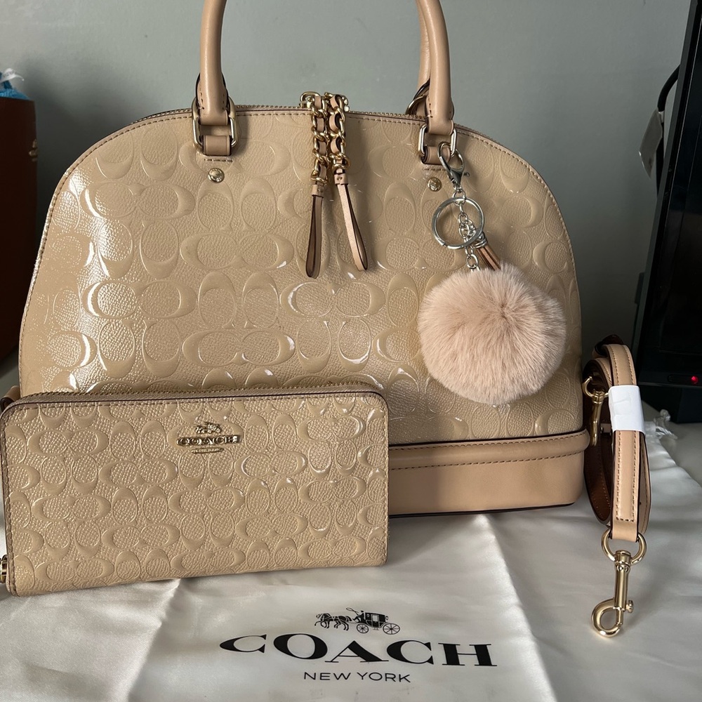 Coach Embossed Large Sierra Satchel and Matching Wallet Set